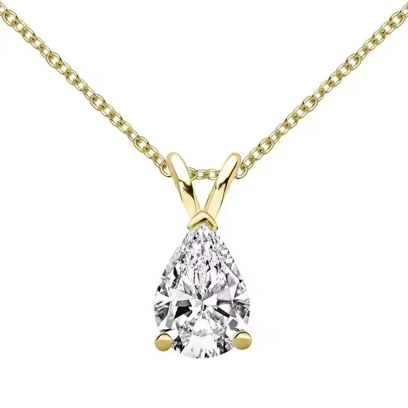 

Trendy 925 Sterling Silver 1.5ct D Color VVS1 Pear Cut Moissanite Pendant Necklace for Women Gift 18K Gold Plated Fine Jewelry