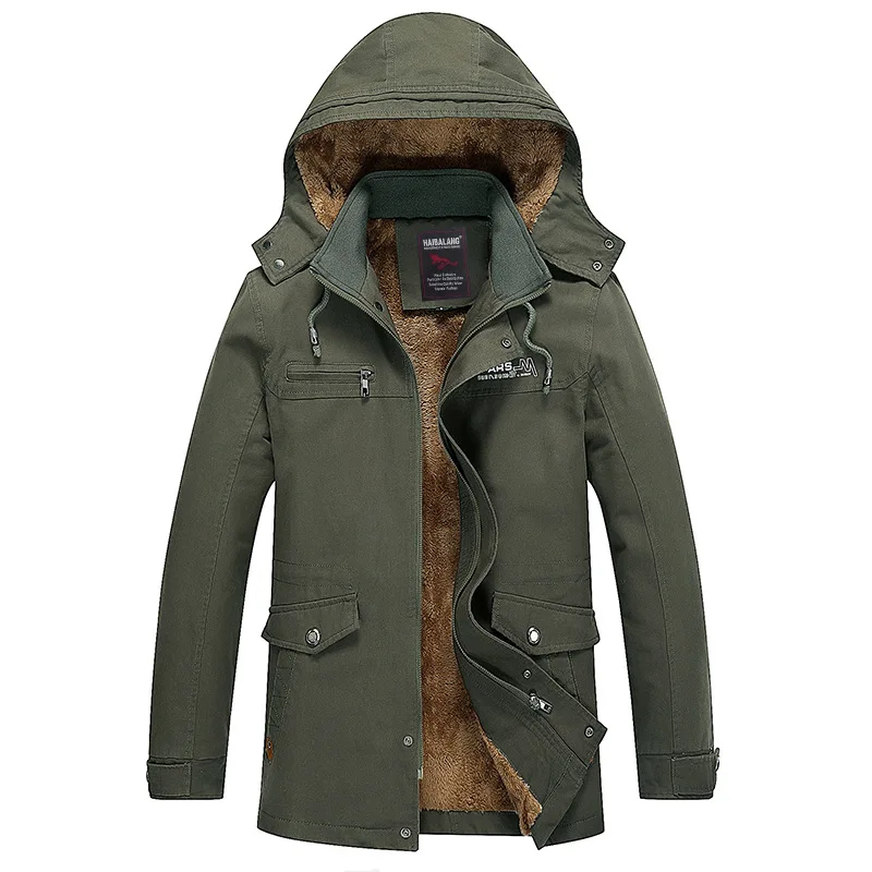 

Men Hooded Winter Warm Plush Padded -25'C Long Jacket Parkas Coat Men Smart Casual Cotton Padded Overcoat Streetwear Size 5XL