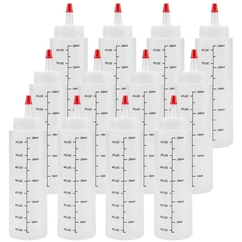 

12-Pack 8 Oz Condiment Squeeze Bottles with Red Tip Cap - Durable Plastic Squirt Bottle for Ketchup, Sauces, Syrup