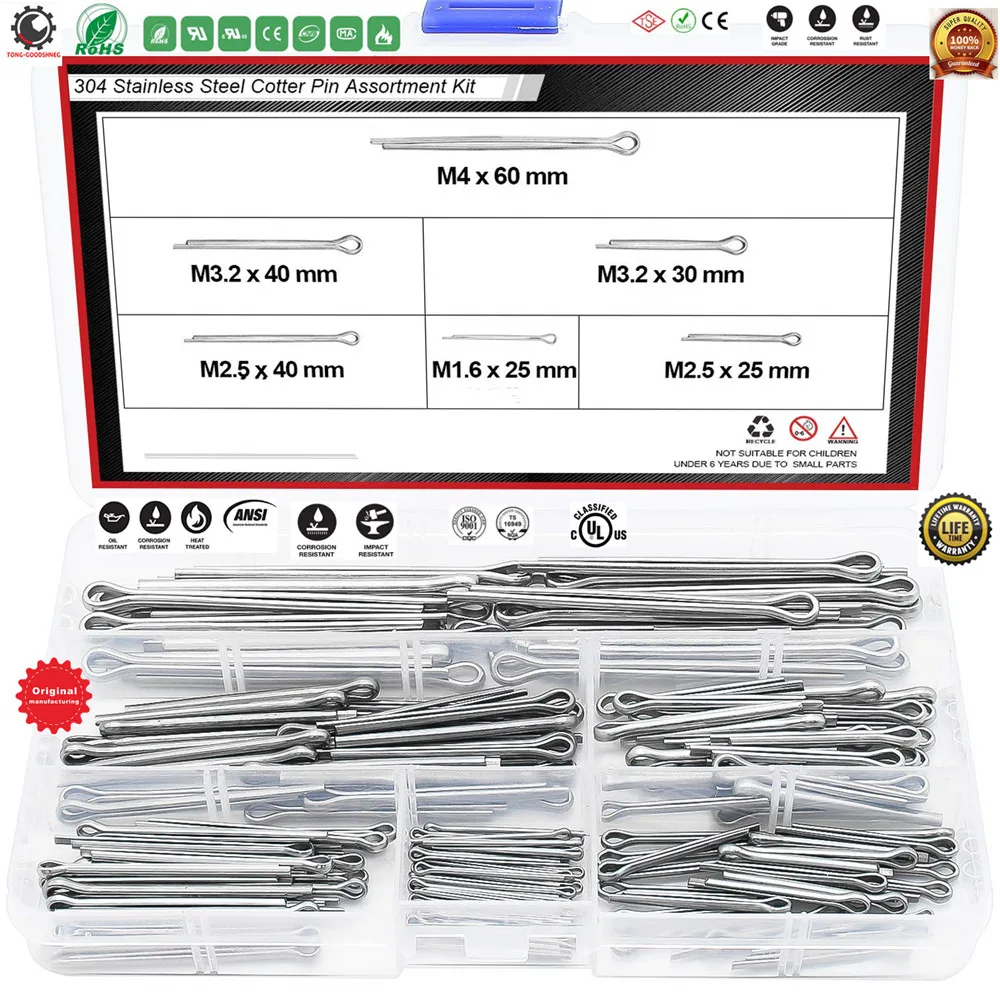 555pc Cotter Pin Assortment Set Clip Key Fitting Tool Kit W - Foto 2