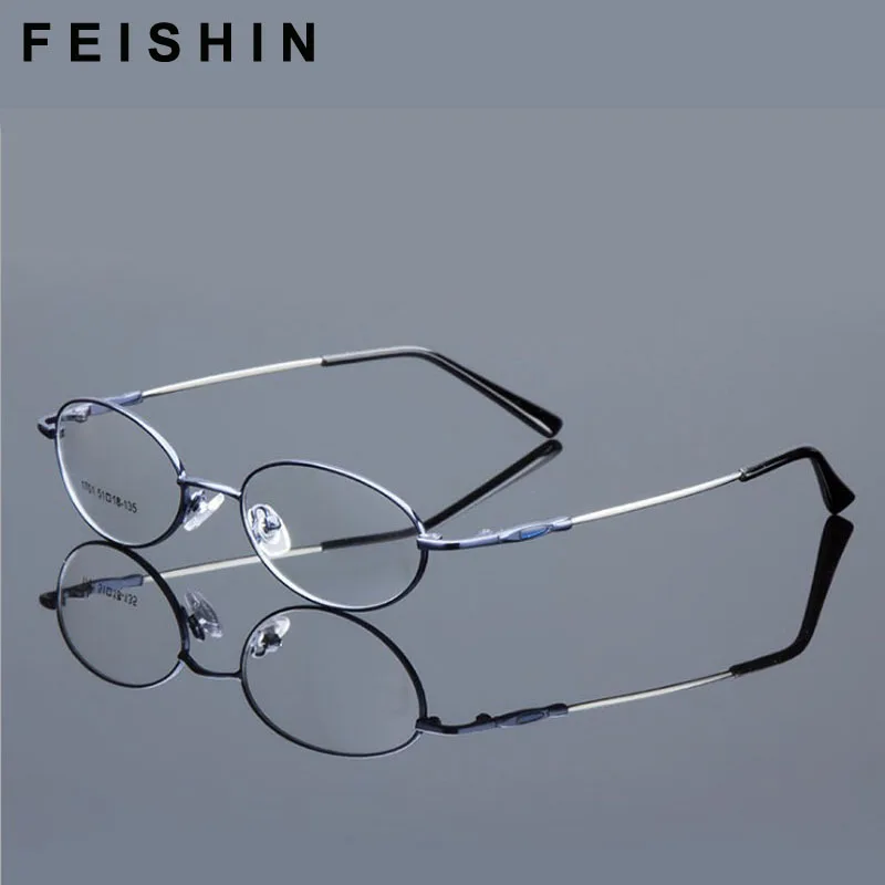 Feishini, узкая овальная оправа для очков, Женские Крошечные оптические очки, оправа для мужчин, оправа для очков, металлическая оправа, прозрачные очки, модные