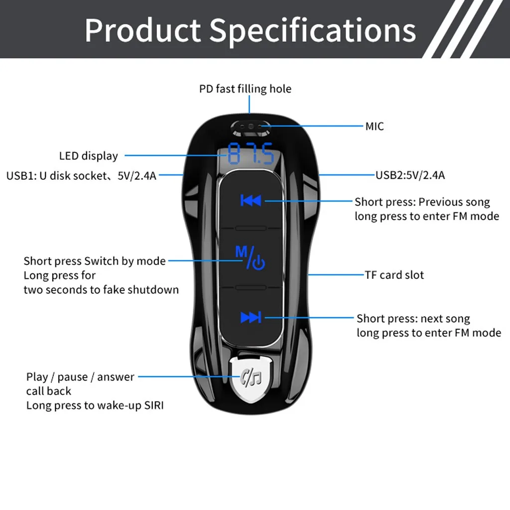 Автомобильное зарядное устройство USB адаптер для автомобильного прикуривателя Зарядное устройство s беспроводной автомобильный Bluetooth fm-передатчик MP3 радио адаптер Автомобильный MP3