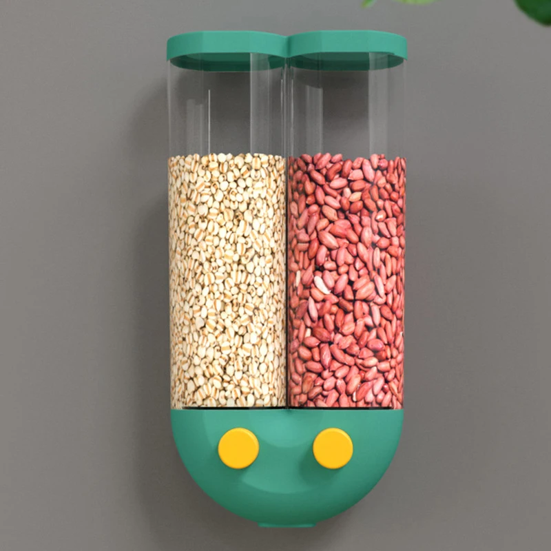 Wall-Mounted Rice Dispenser, 1KG/2KG Grain Container Storage with Lid, Moisture Proof Dry Food Storage Cereal Dispenser Bucket 3