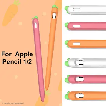 

Cartoon Carrot Silicone Stylus Pen Case with Pen Caps Anti-scratch Stylus Pen Protective Sleeve Cover for Apple Pencil 1/2