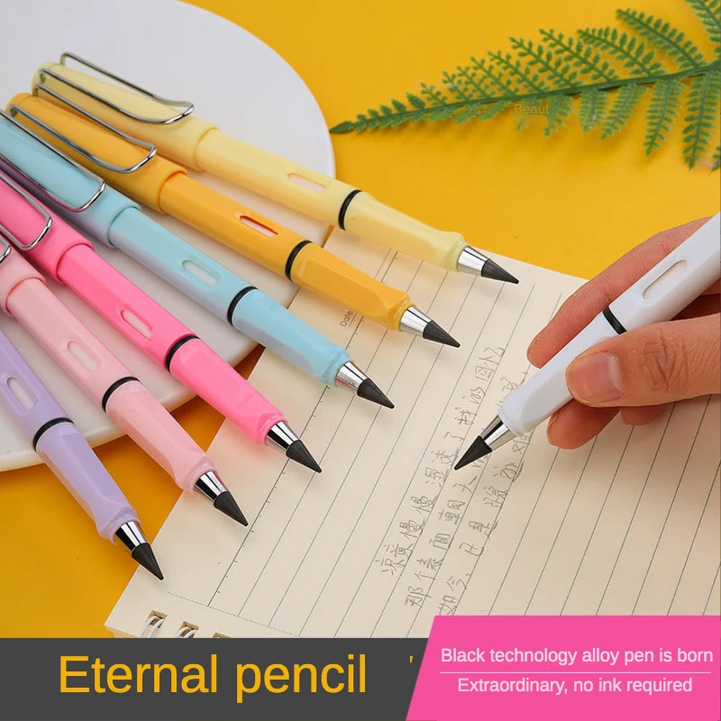 6 couleurs Pas de stylo d'encre réutilisable Écriture illimitée Lot de 6 crayons éternel YUTOU sans encre Technologie éternelle Avec 6 pointes de rechange 