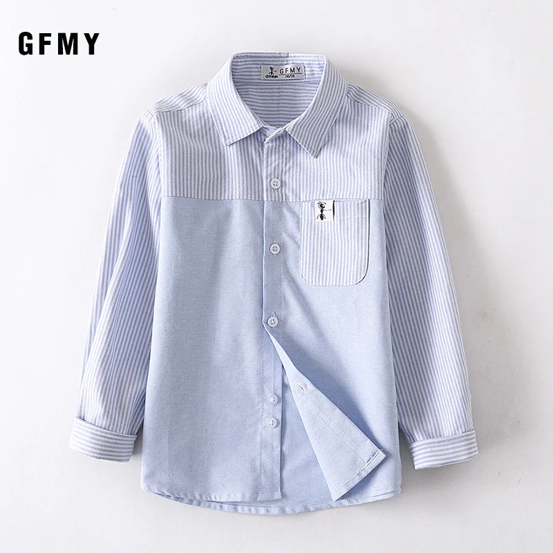 GFMY Spring Autumn100% Cotton Full Sleeve Children Fashion Splicing Boys Shirts 3T-16T Casual Big Kid Clothes Shirt 6613 boys long sleeve shirts
