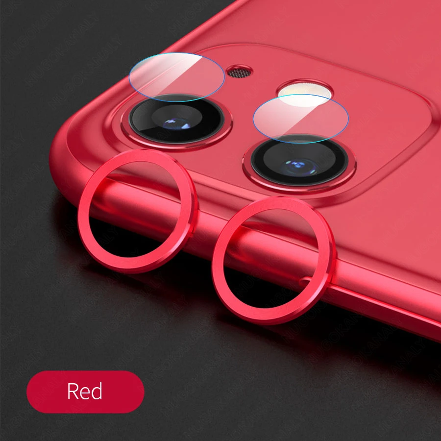 Закаленное стекло+ металлическое защитное кольцо чехол для IPhone 11 Pro X XS Max XR задняя защита для экрана камеры крышка - Цвет: Red