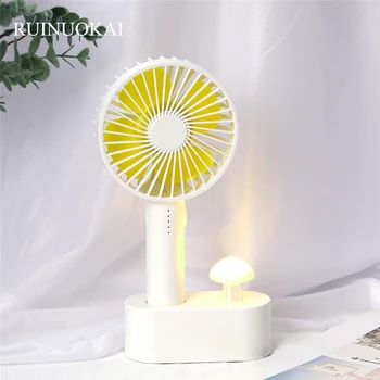 

Mushroom Light Portable Mini Fan 5 Speed Natural Wind USB Rechargeable Handheld Air Cooler Fan Personal Air Conditioner for Home