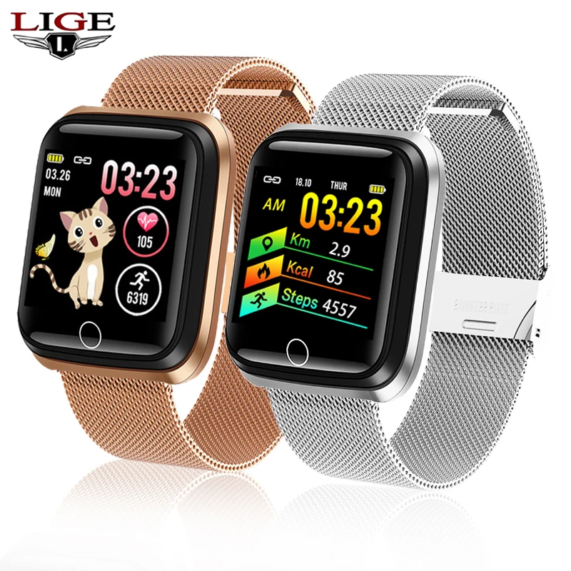 

LIGE Smart Watch Women Sports Smart Bracelet IP67 Waterproof Watch Pedometer Heart Rate Monitor LED color screen for Android ios