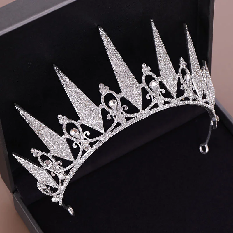Модный Дизайн Круглый Золотой Серебряный Кристалл тиара Корона украшения для волос для женщин принцесса день рождения невесты свадебное украшение 27 см