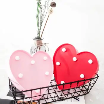 

Led pink love shape lamp small night lamp ins