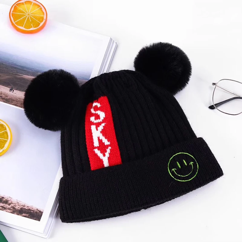 1-5 years Детские шапочки унисекс, шапка с помпоном из мультфильма, детская зимняя шапка, плотная теплая шапка для малышей, шляпа для маленьких девочек и мальчиков, вязаная шапка s - Цвет: 1-5 years
