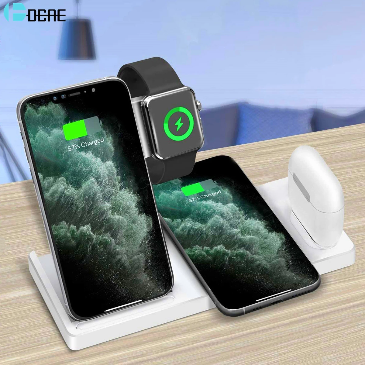15W Wireless Charger 4 in 1 QI Charging Stand for Apple Watch 6/5/4/3/2 Airpods Pro Fast Charge Dock For iPhone 12 11 XS XR X 8