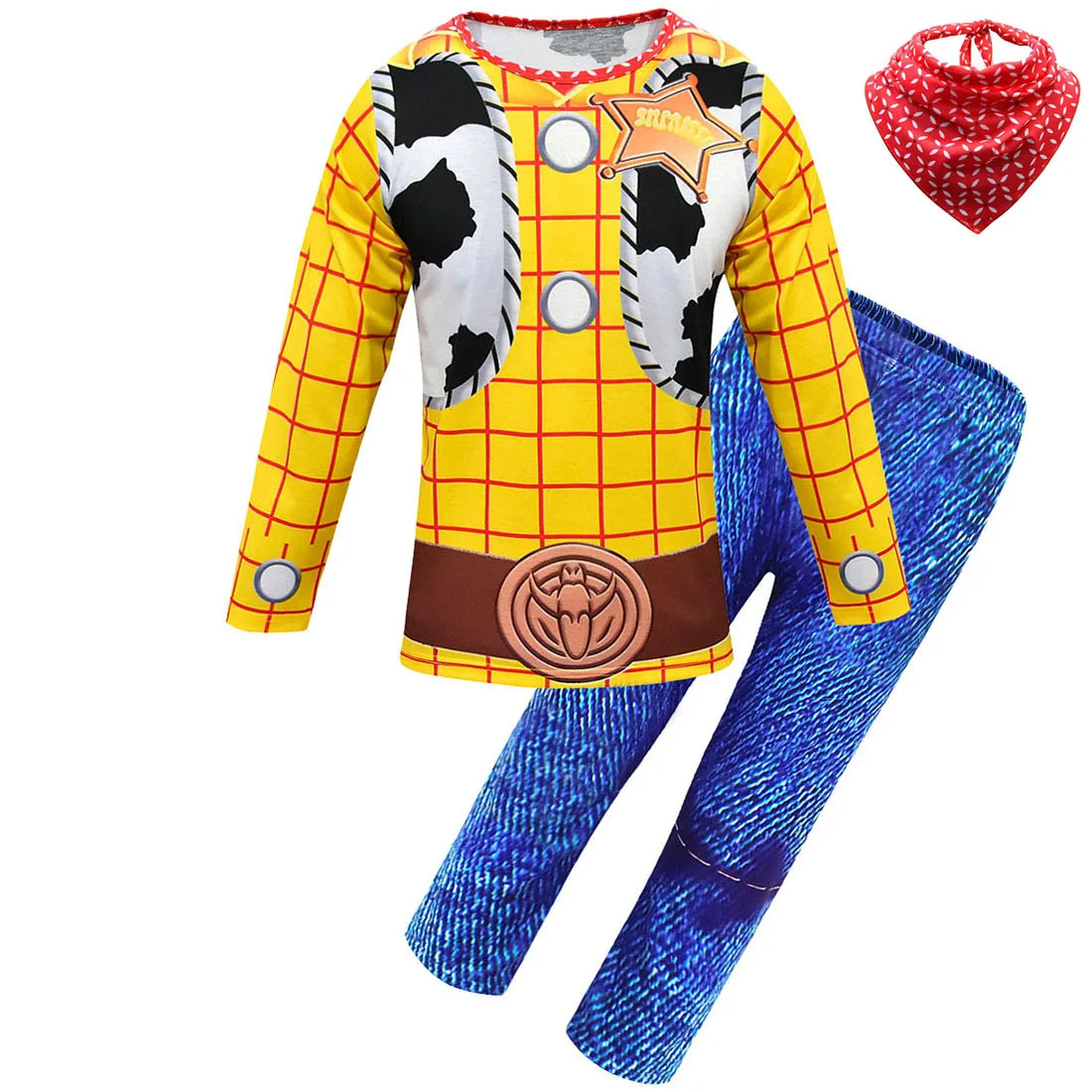 Детский карнавальный костюм для мальчиков «История игрушек», топ с длинными рукавами и длинные штаны, комплект для мальчиков «Вуди», косплей на Хэллоуин - Цвет: D