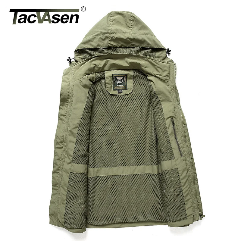 TACVASEN Осенняя мужская куртка с капюшоном с несколькими карманами, военная карго куртка, пальто, повседневное ветрозащитное пальто с рукавом, верхняя одежда, пальто 4XL