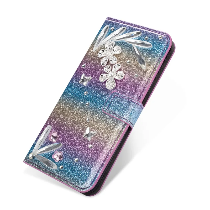 Рождественский подарок блестящий чехол книжка из искусственной кожи с 3D цветами