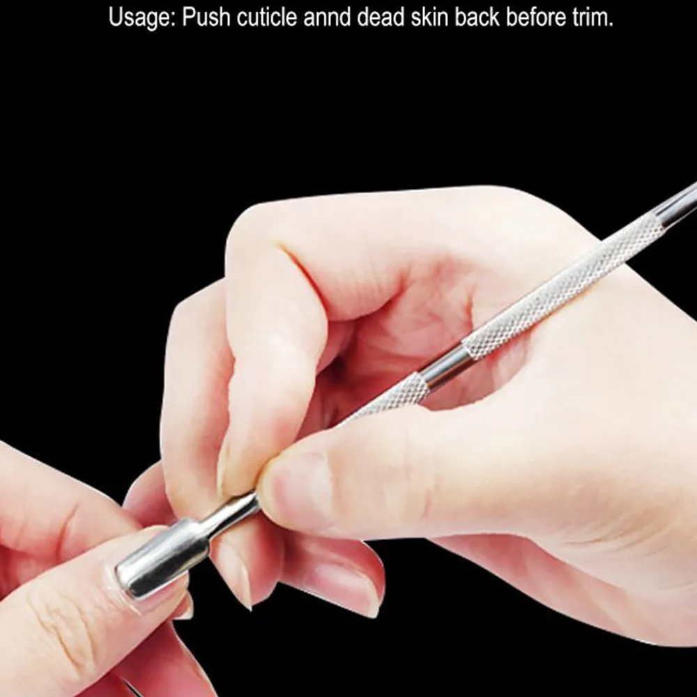 

2PCS Double Head Nail Tool Cuticle Manicure Pedicure Nail Cleaner Cuticle Pusher Dead Skin Remover Nail Pusher Trimmer Art Tools
