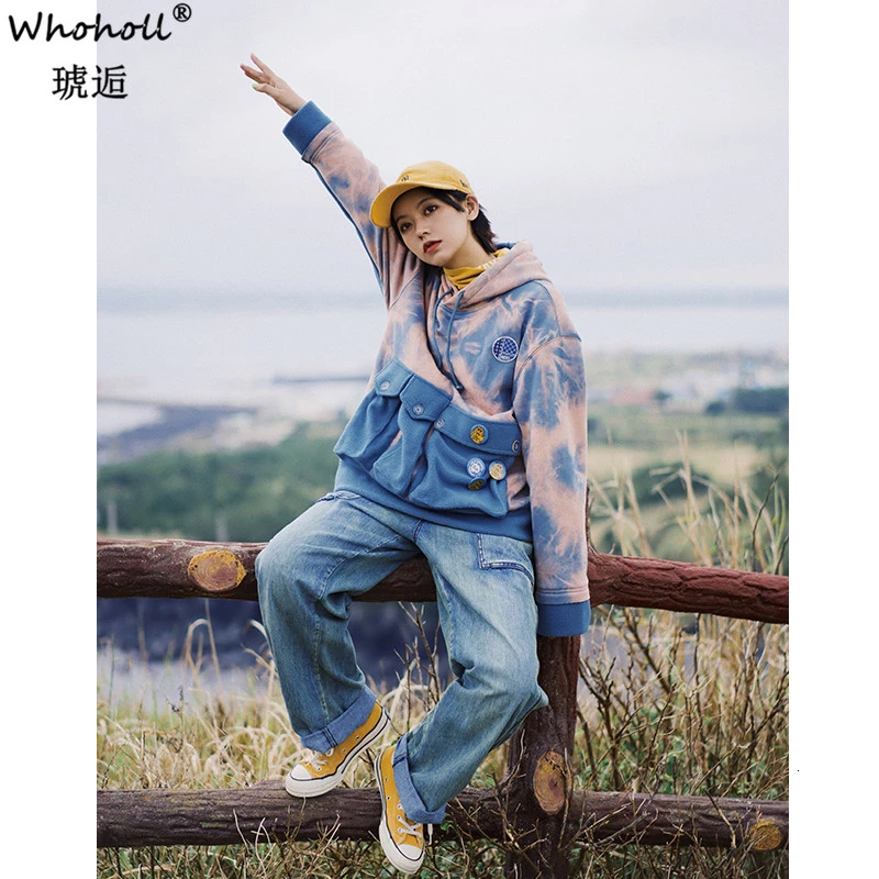 WHOHOLL мужские и женские толстовки унисекс плотные бархатные флисовые свитшоты с карманами свитшоты уличная Мужская Женская пуловер Harajuku