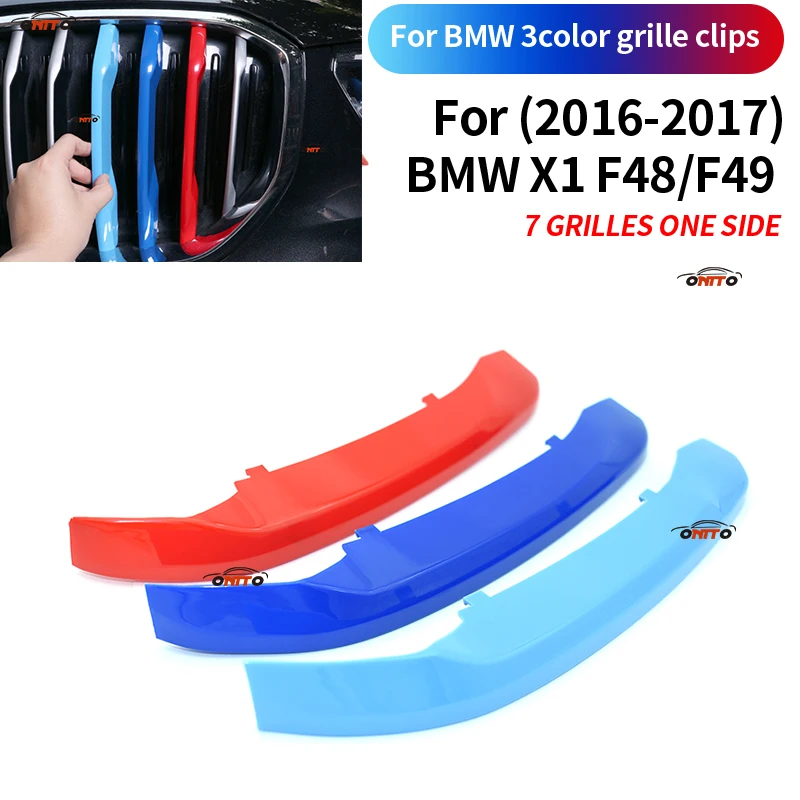 

7 Bars For bmw X1 F48/F49 2016-2017 3 Colors Grille Clips Plastic Protected Grille Sticker Car Front Decoration Stripe Clips