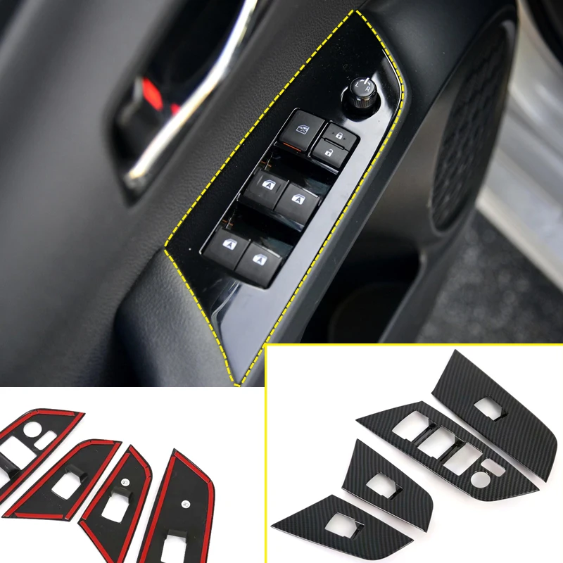 Car Styling 4PCS ABS Carbon Fiber Door Window Switch Lift Cover Trim For Toyota Prius Prime PHV 2017 - 2020 Left Hand Drive | Автомобили и