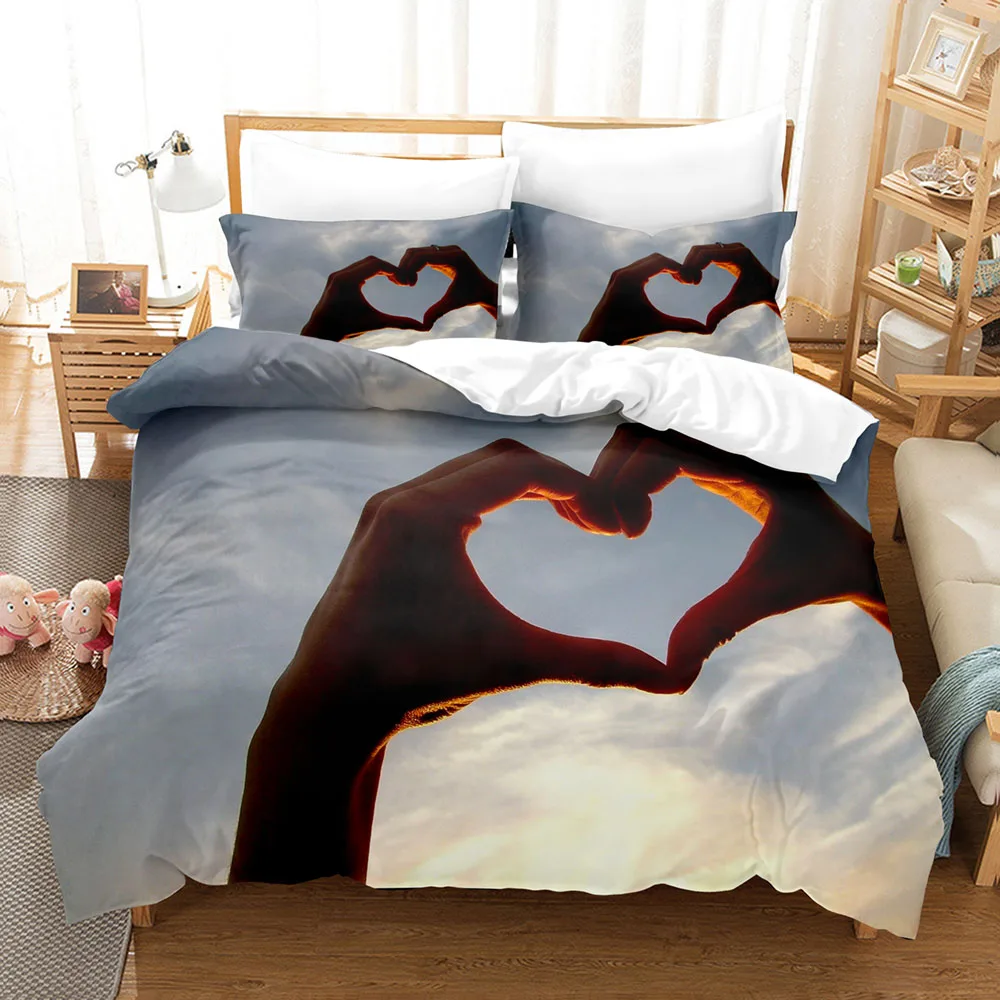 Love Hand Bedding Set Single Twin Full Queen King Size You And Me Hands Bed Set Children's Kid Bedroom Duvetcover Sets 3D 005