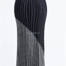 Женские замшевые плиссированные юбки в стиле ретро на весну и зиму с эластичной высокой талией в стиле пэчворк, вязаные женские юбки в клетку, Новое поступление