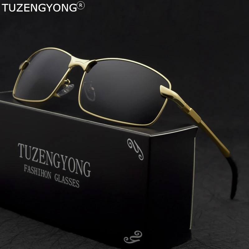 

TUZENGYONG Aluminum Men's brand designer polarized Sunglasses Coating Lens Square Men Driving Sun Glasses Classic Male Goggle