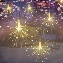 25LED Christmas Wreath Fireworks Fairy Curtain LED String Lights New Year Bedroom Outdoor Decoration Light Battery Powered