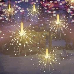 25LED Christmas Wreath Fireworks Fairy Curtain LED String Lights New Year Bedroom Outdoor Decoration Light Battery Powered