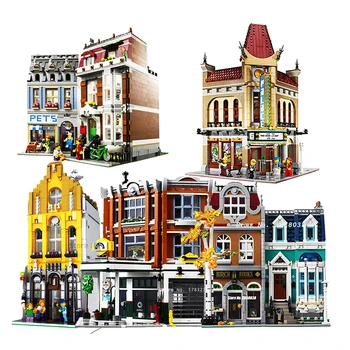 

IN stock Lepinblocks Creator City 15003 15004 15005 15042 15037 Building Blocks Compatible 10224 10197 10211 Toys For Children