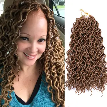 

DAIRESS 18" Deep Curly Faux Locs Crochet Braids Crochet Hair Style Dreadlock Extensions Crochet Braiding Hair Goddess Faux Locs