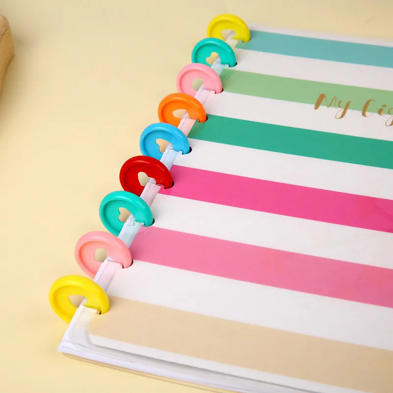 50/100 Pcs Heart Binding Rings Loose Leaf Binder Discs for Notebook 24mm Diy Happy Planner Disc Mushroom Binders Office Supplies