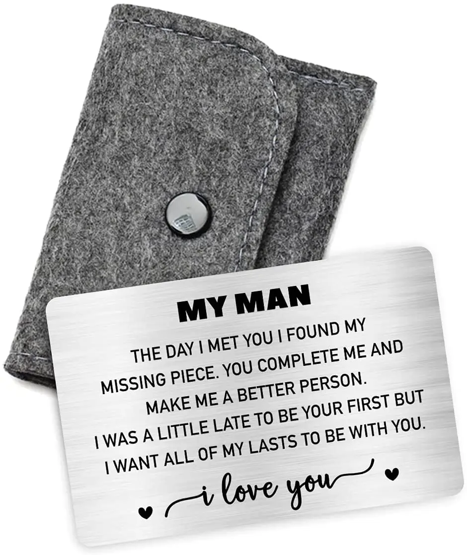 Engraved Metal Wallet Card - "I Love You Most" Romantic Gift For Boyfriend, Husband, Anniversary, Valentine's Day