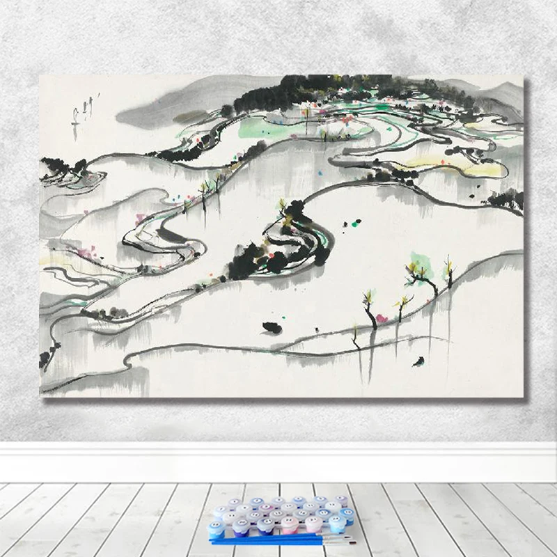 Краска по номерам художественная живопись по номерам ручной работы в китайском стиле у гуаньчжун живопись тушью домашний коридор декоративная живопись - Цвет: 80318