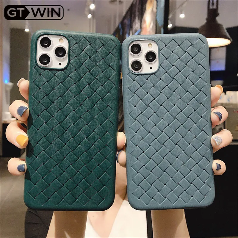 GTWIN Knitted Texture Phone Case For iPhone 11 Pro Max X XS XR Xs Soft Silicone Simple Color Back Cover 7 8 Plus |