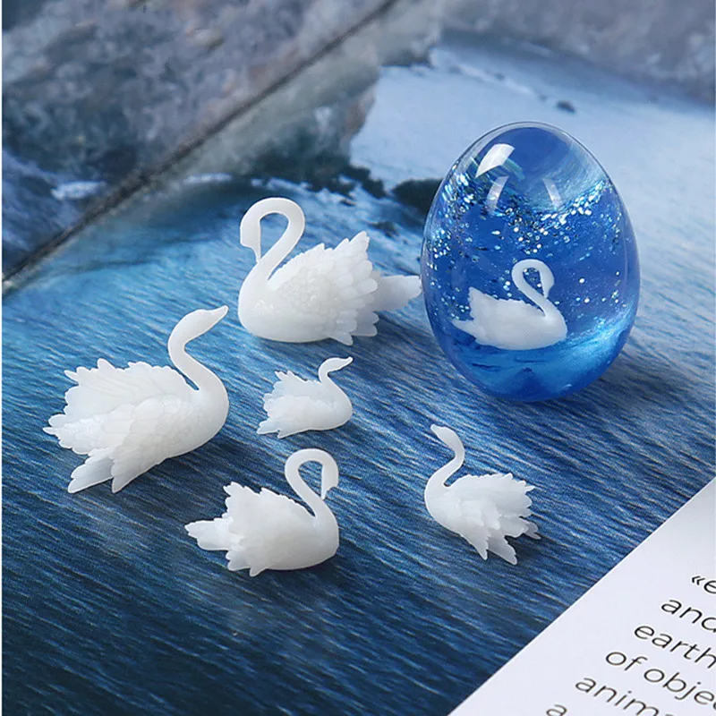 4pcs/lot 3D Micro Swan Landscape Mini DIY Craft Handmade Resin Jewelry UV Epoxy Jewerly Filling Molds Figurines Decoration | Украшения и