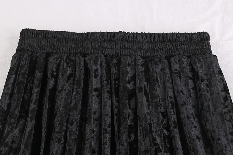 winter elastic stretchy high waist midi pleated a line velvet skirt for women warm thermal womens skirts ladies saia saias pink