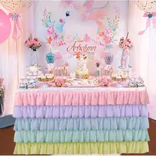 6/9/14 дюймов Юбка для стола 5 Цвет шифон кружева шить Юбка для стола s Baby Shower День рождения Юбка для стола s для банкетов и свадеб в отеле