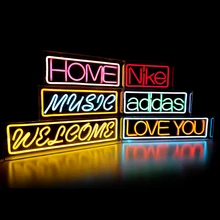Пользовательские Любовь Сладкий Welcome музыка любовь, когда вы открываете домашний светодиодный неоновая вывеска для организаций и магазинов светильник для украшения дома для логотипа магазина