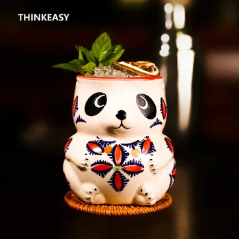 

THINKEASY Creative Ceramics Panda TIKI Mug Bar Wine Cocktail Glasses Whiskey Cup Beer Cup Juice Cup Thicken