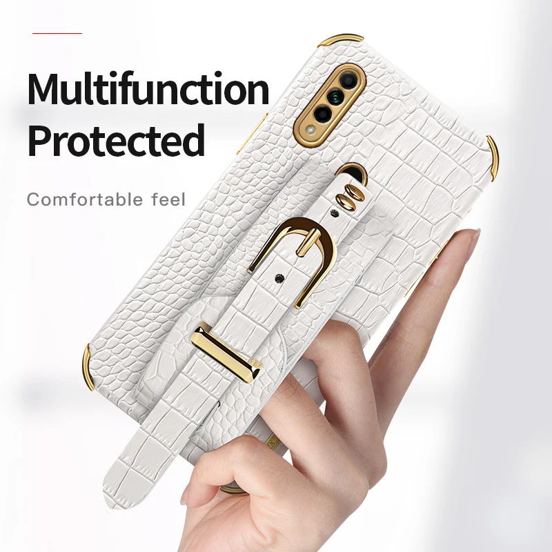 Handgelenk Strap Krokodil Leder Fall Für Huawei P50 P40 P30 Honor 20 Lite 50 SE 60 70 Mate 50 40 30 20 Pro Halter Telefon Abdeckung_voghion.com