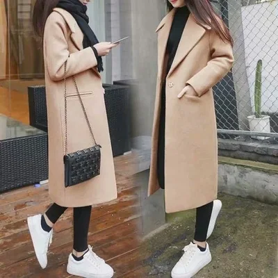 Шерстяное пальто женское выше колена шерстяное пальто женское длинное пальто Корейская версия осень и зима новое саморазвитие дикий
