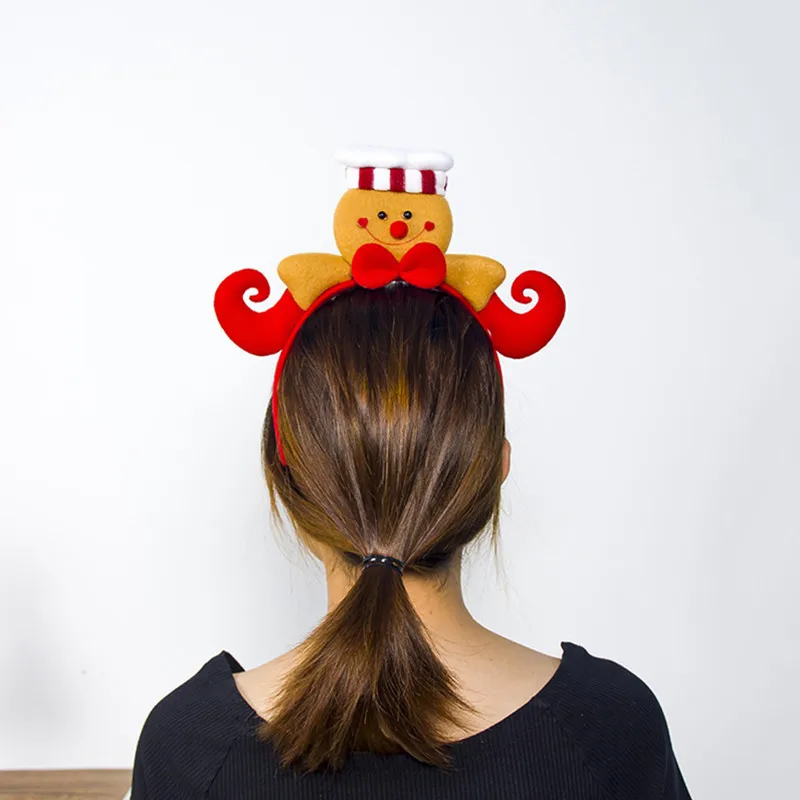 Christmas Decoration Santa Gingerbread Headband Xmas Party Dress Up Head Buckle Kids Gift Children's Hairband Decors Photo Props