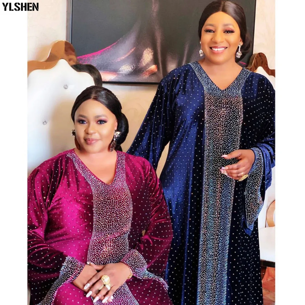 Plus Size African Dresses for Women Bazin Boubou Robe Africaine Femme Clothes Dashiki Long Abayas Muslim Dress Africa Clothing 02