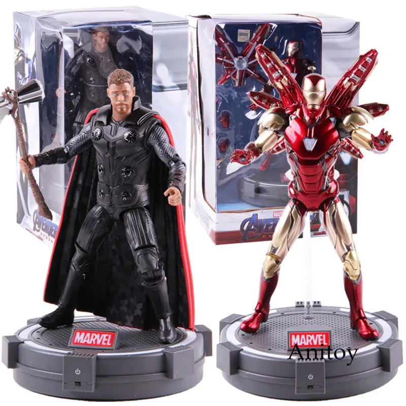 

Avengers Endgame Thor Iron Man MK85 Captain America Captain Marvel Hulkbuster Action Figure PVC Collectible Model Toy with Light
