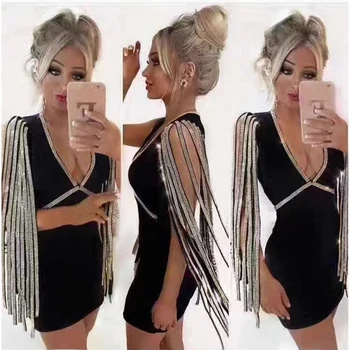 

bandage V-Neck Black dress women vestidos elegantes maxi dresses for women mini Celebrity Evening Vestidos