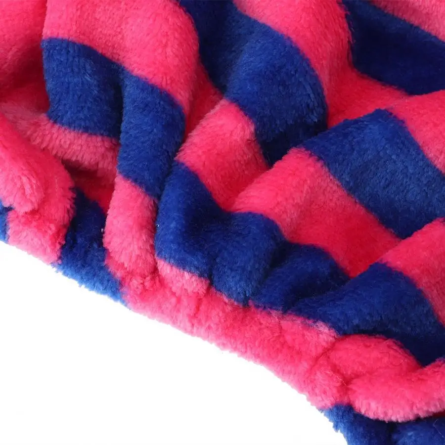 Coral Fleece Deep Blue Red Stripe Autumn Winter Four Feet Pet Hoodies Clothes Warm Pajamas Clothing for Dogs Pet Dog Rompers