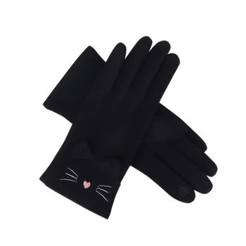 

Fashion Women Gloves Autumn Winter Rabbit Fur Touch Screen Cute Warm Mitts Full Finger Mittens Female Cashmere Gloves