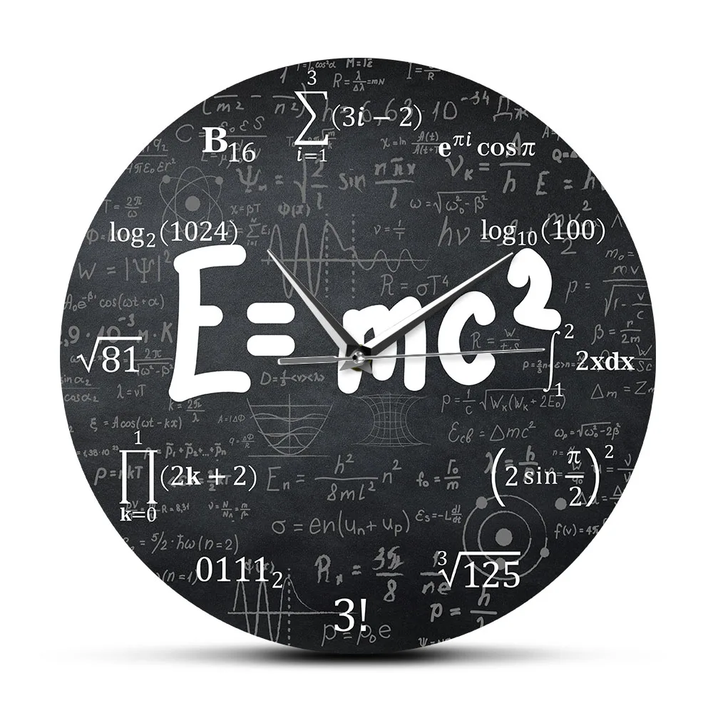 E = mc2 수학 공식 괴짜 벽시계 상대론, 무음 벽시계 과학자 물리학 교사 선물 학교 교실 장식 - AliExpress