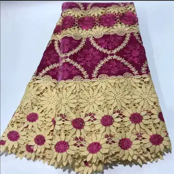 

2020 Latest Guipure Lace Cord Lace Embroidery French African Cord Lace Fabric High Quality Nigeria Lace Fabric For Wedding EL 93